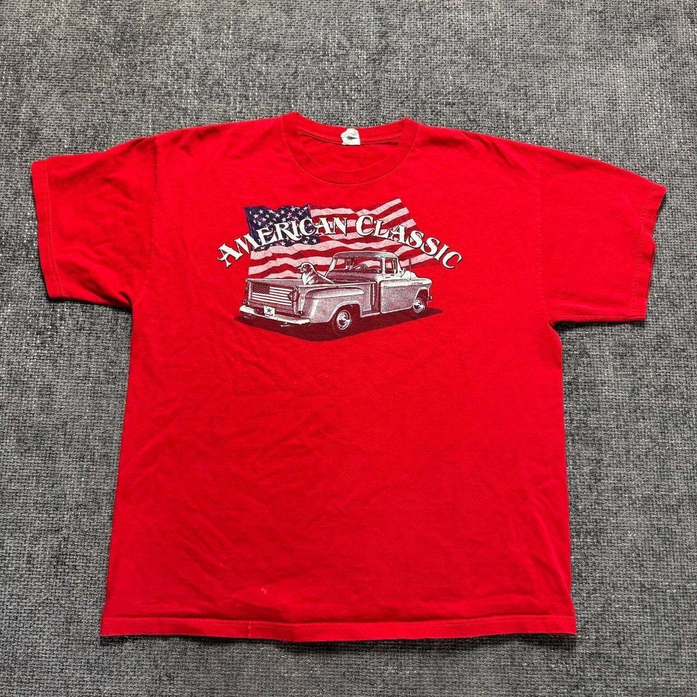 Delta Pro Weight Graphic Tee Mens XL Red Classic American Truck Dog Americana